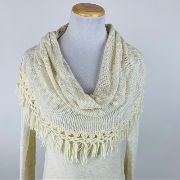 Angel of The North Fringed Cowl Neck Sweater Sz S - Picture 3 of 8